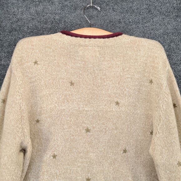 Christopher & Banks Hand Embroidered Sweater Womens Size M Tan Wool Blend - Picture 9 of 12